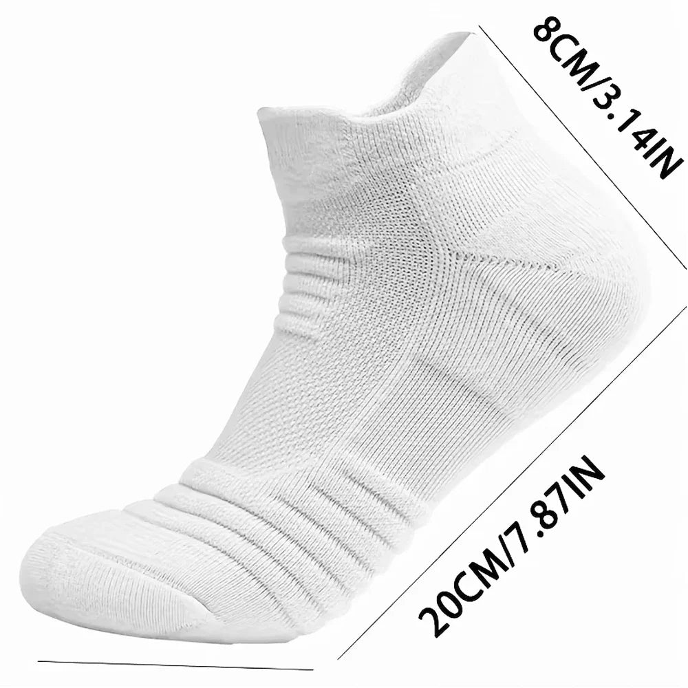 6/3/1 Pairs New Men Sports Running Fitness Flight Short Tube Socks Women's Towel Bottom Basketball Socks Solid Color Black Socks