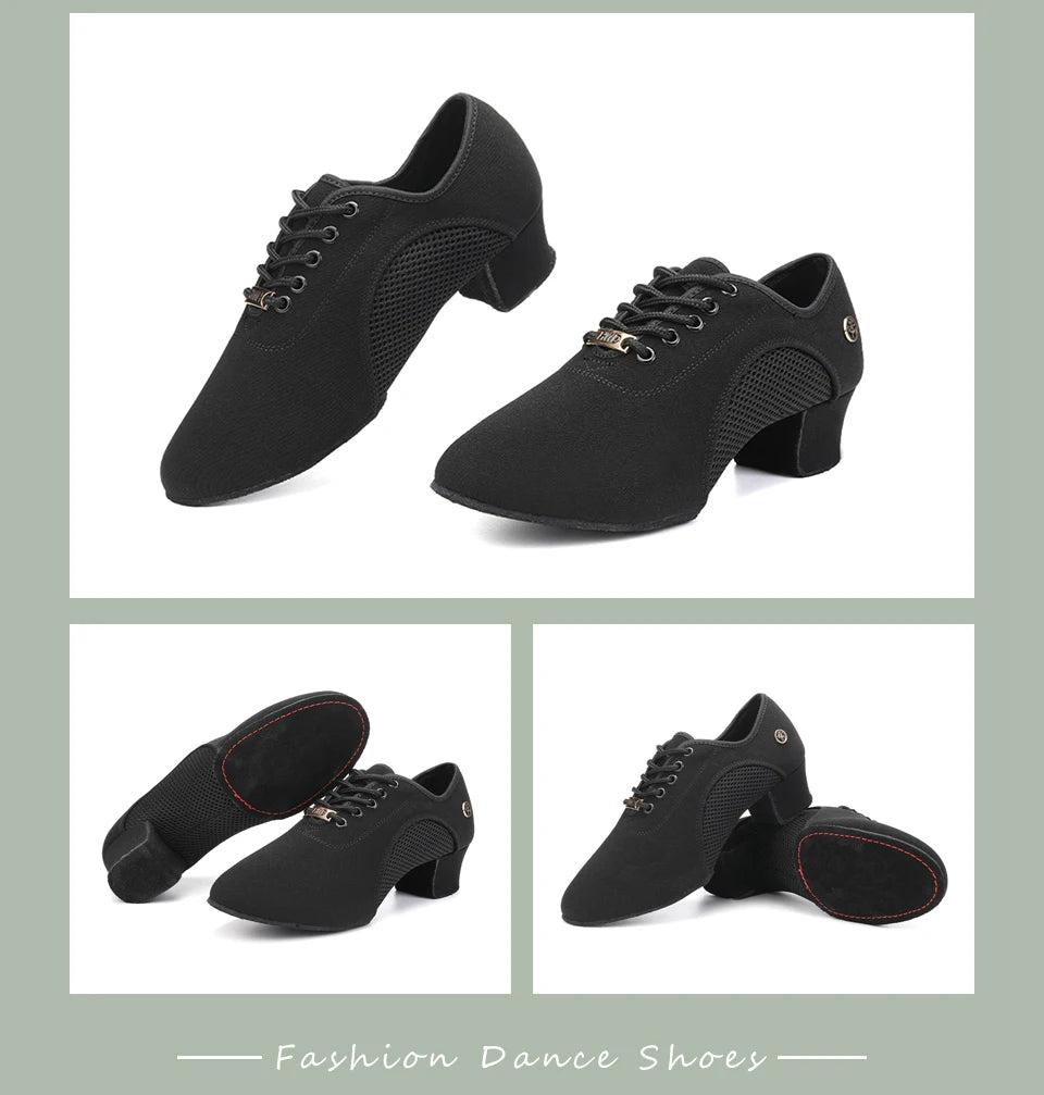 Women Dance Shoes Black Modern Ballroom Salsa Dancing Shoes Boys Latin Jazz Training Shoes Adults Tango Dance Sneakers Men