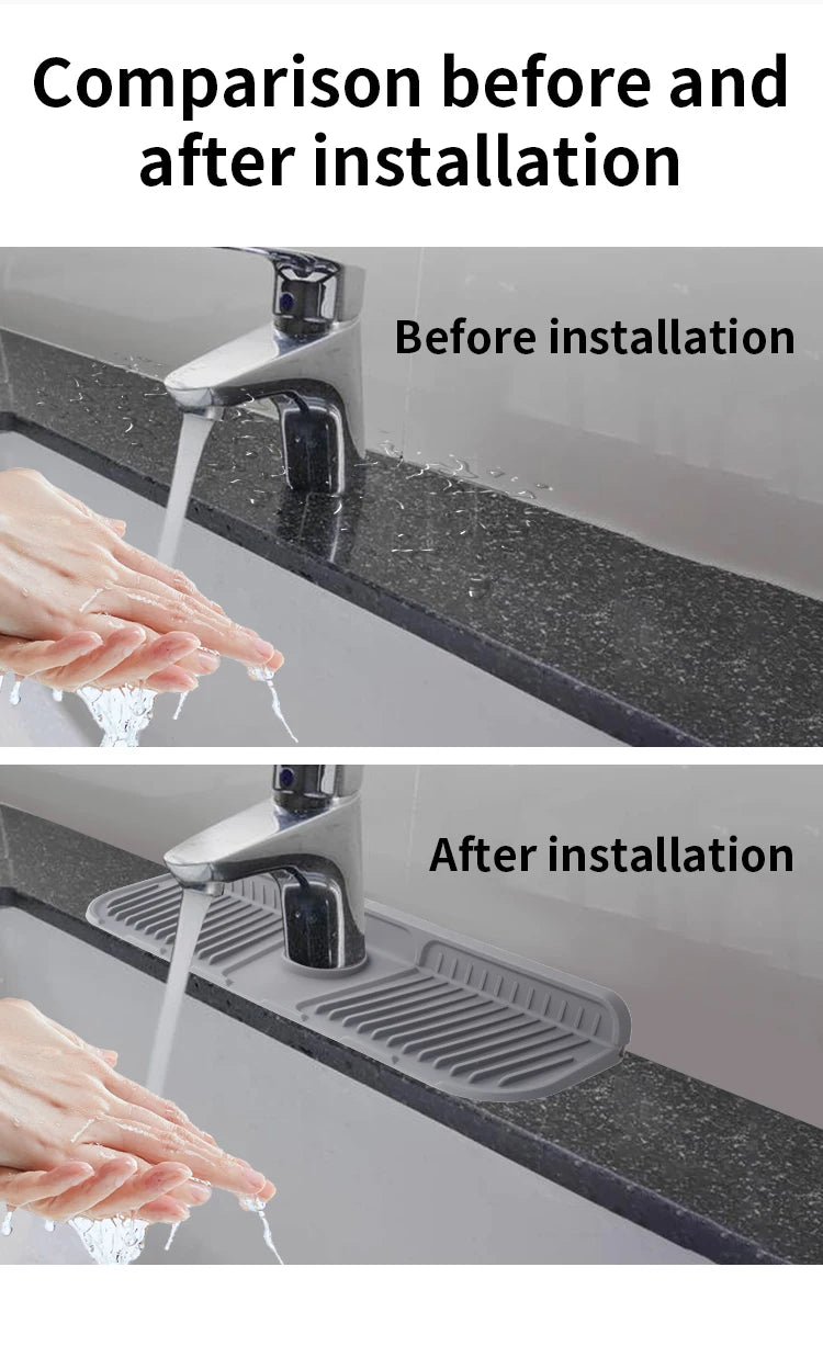 Kitchen Silicone Faucet Mat Faucet Water Catcher Mat Sink Splash Pad Countertop Protector Bathroom