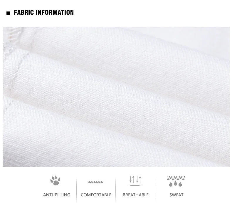 Men's Jeans Pure White Fashion Elastic Slim Youth Slimming Straight Leg Male Pants Business Casual Middle Age High End Trousers