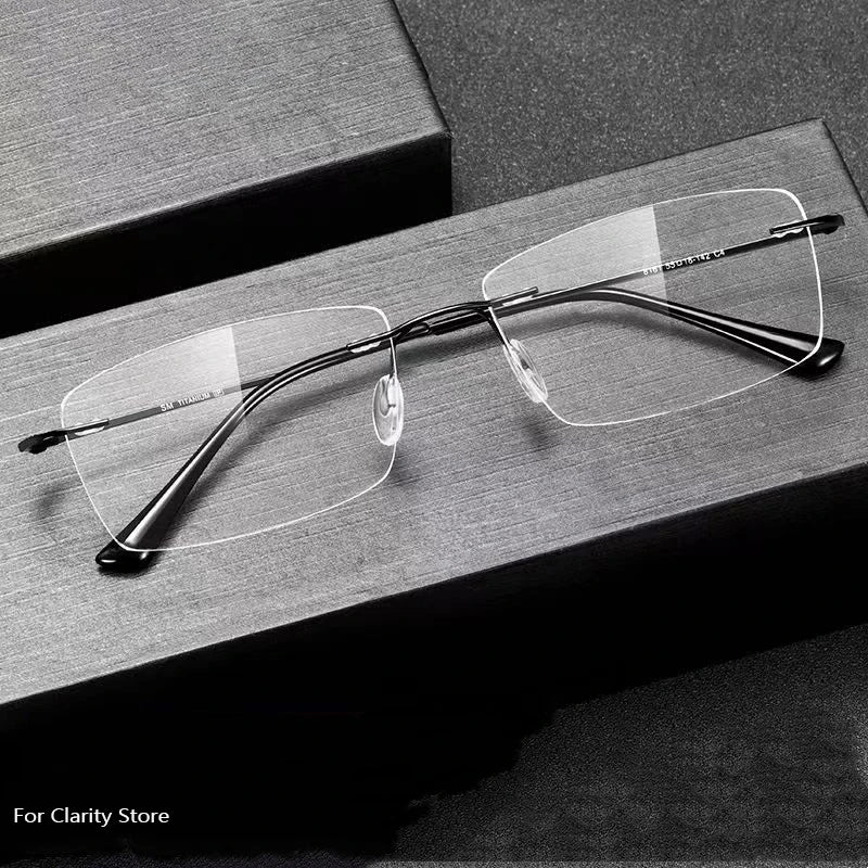 Fashion Business Anti-blue Light Frameless Reading Glasses Women Anti-fatigue Presbyopic Glasses Computer Grade Glasses