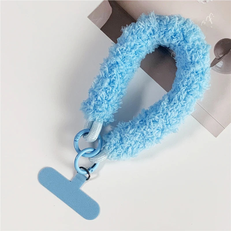 Winter Warm Mobile Phone Wrist Strap Cell Accessories With Patch Key Lanyard Exquisite Anti-lost Cellphone Chain Rope Keychain