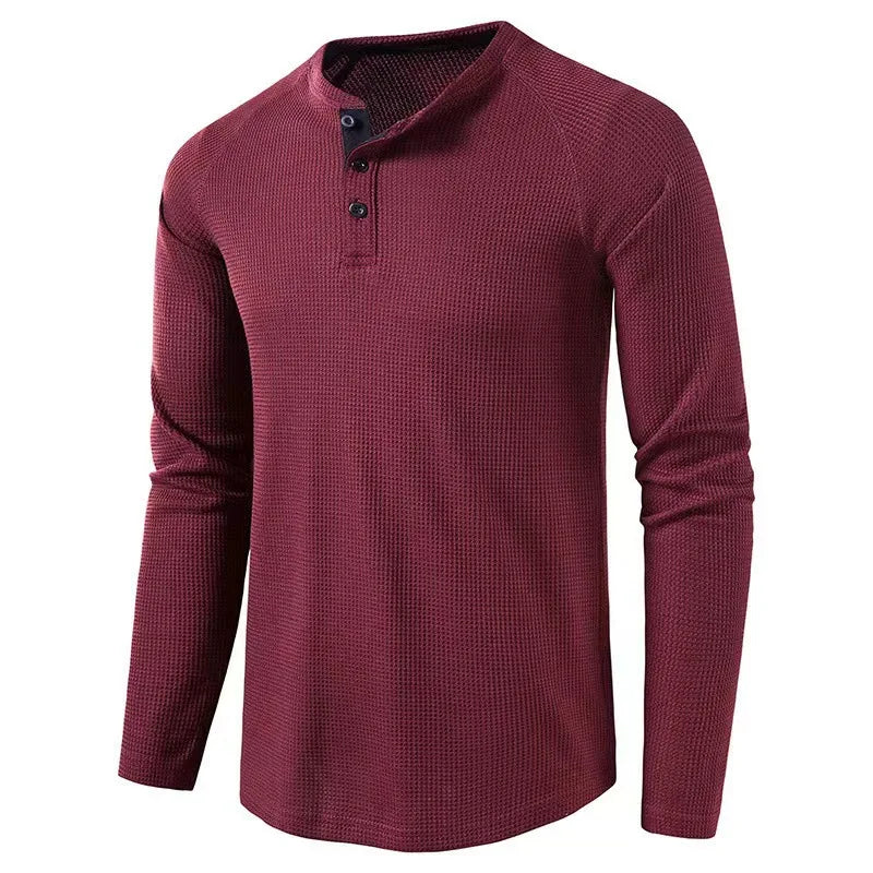 New Men's T-Shirts For Autumn And Winter Solid-Color Long-Sleeved Undershirts For European And American Men Henry Shirts For Men