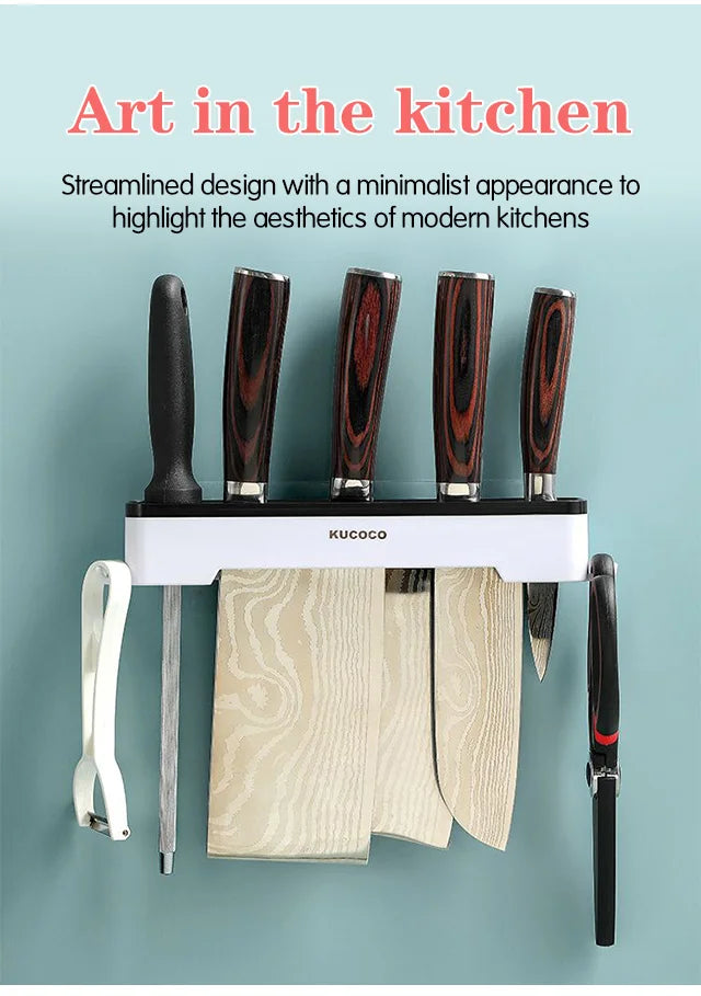 Kitchen Knife Holder Wall Mounted Multifunctional Knife Holder Home Cutlery Wall Mounted Storage Rack Kitchen Cutlery Organizer