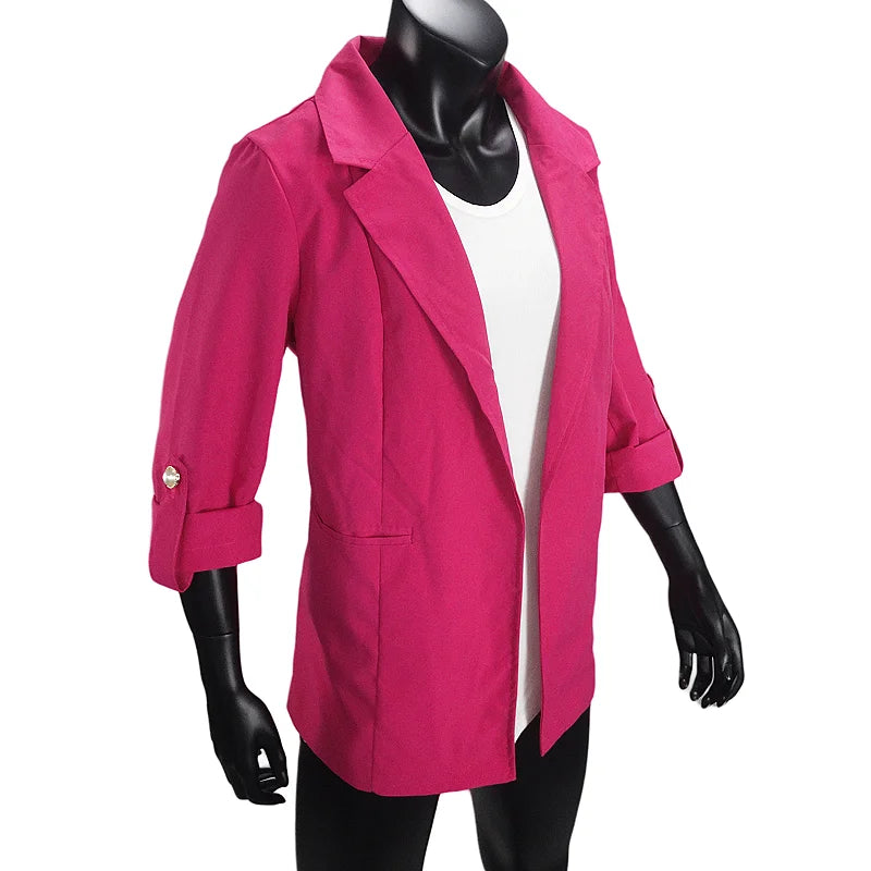 Women's Jacket Spring Summer New Arrivals Roll-up Cuffs Outerwears Lined Open Stitch Thin Jackets for Streetwear Womans Clothing