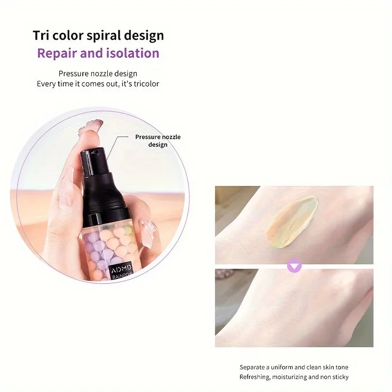 40g Face Makeup Primer Tri-color Cream Brighten Contour Color Isolation Waterproof Makeup Foundation Natural Makeup Base Cream