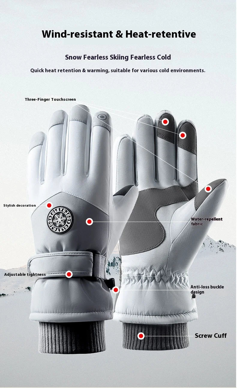 Winter Cycling Gloves Non Slip Touch Ski Gloves Snowboard Accessories Waterproof Pocket Warm Men's and Women's Gloves