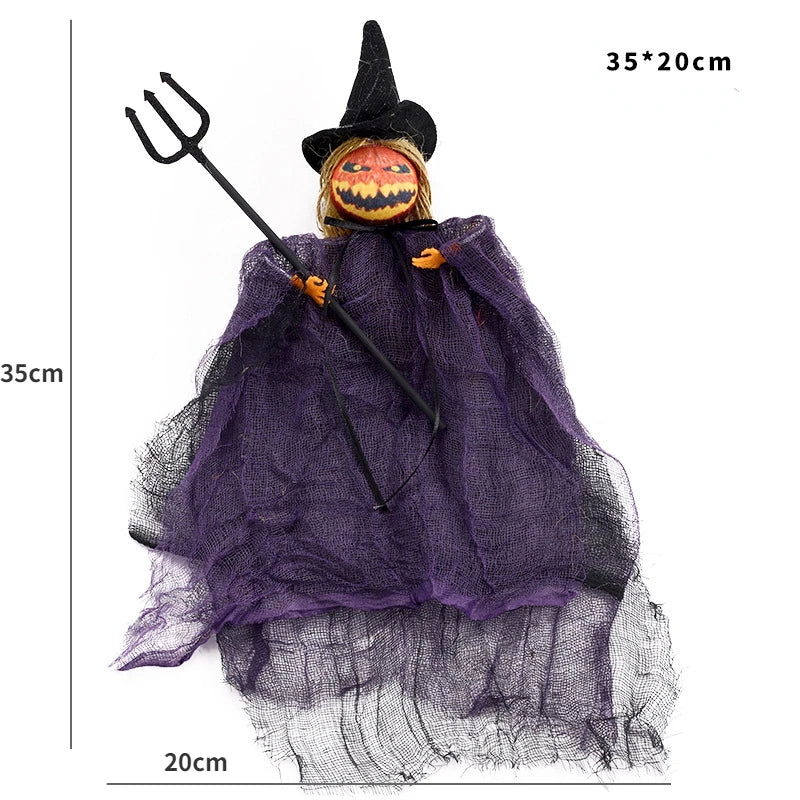 Halloween Ghost Festival Witch Figurine Hanging Doll DIY Decoration Pendant Ornaments for Party Haunted House Decorate Props