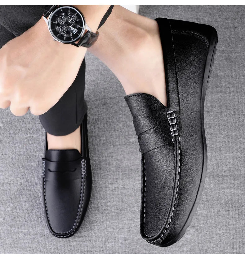 Shoes Men's 2025 Spring/Autumn New Casual Leather Shoes for Driving Flat Bottomed Man Shoes  Designer Loafers Men