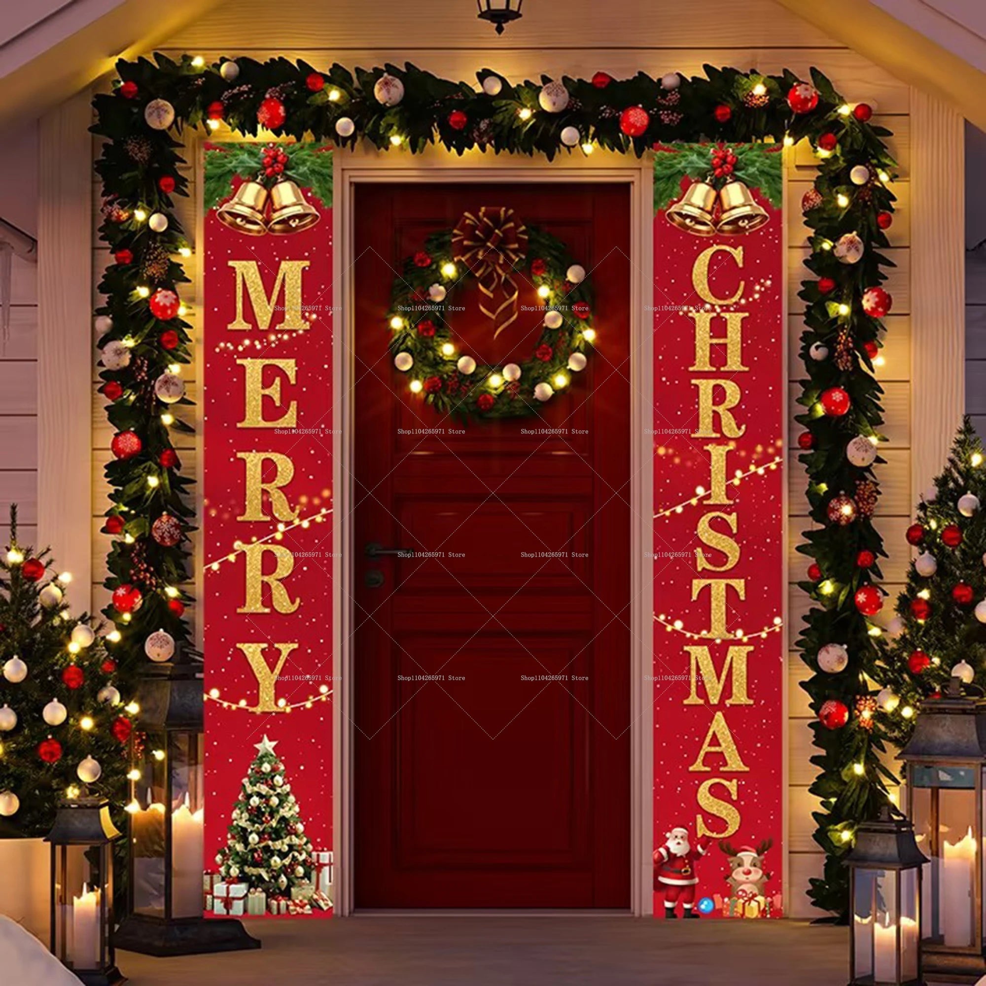 Christmas Door Decoration 2025 Merry Christmas Banner Decor for Home Hanging Xmas Ornament Navidad Happy New Year Gift 2026