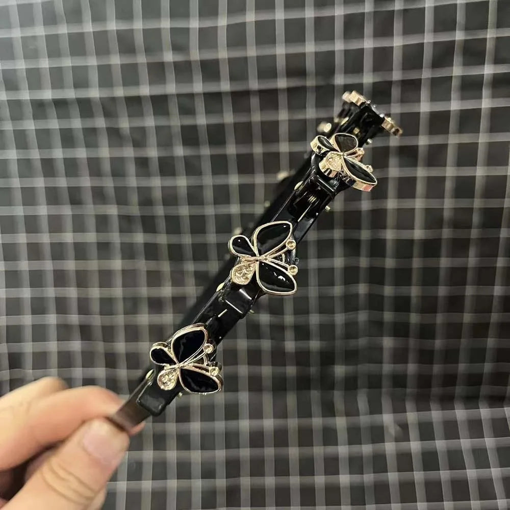Hair Accessories Elegant Hair Bands with Clips Shiny Sweet Women Butterfly Hair Hoop Hair Weaving Tool Headwear Hairband Gifts