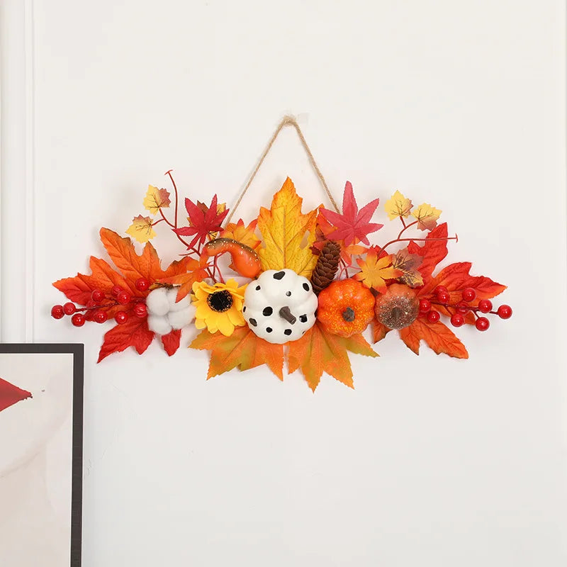 Halloween Decoration Maple Leaf Pumpkin Decorative Pendant Harvest Festival Wall Hanging Props Autumn Fall Decorations