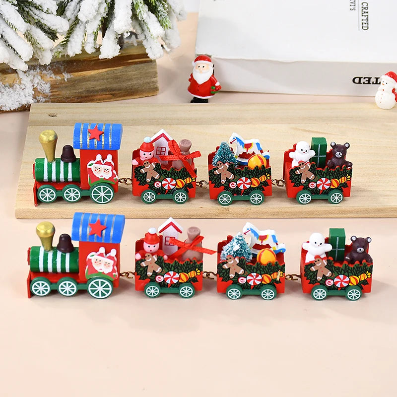 Christmas Wooden Train Merry Christmas party Decorations Home Desktop Ornament Xmas Navidad Noel Kids Gift New Year 2025 Gifts