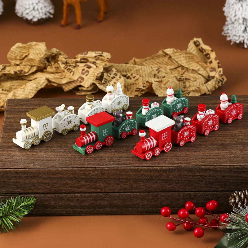 Christmas Decorations 2025 Christmas Wooden Train Xmas Tree Ornament Navidad Noel Home Decor New Year's Eve Decorations Kid Gift