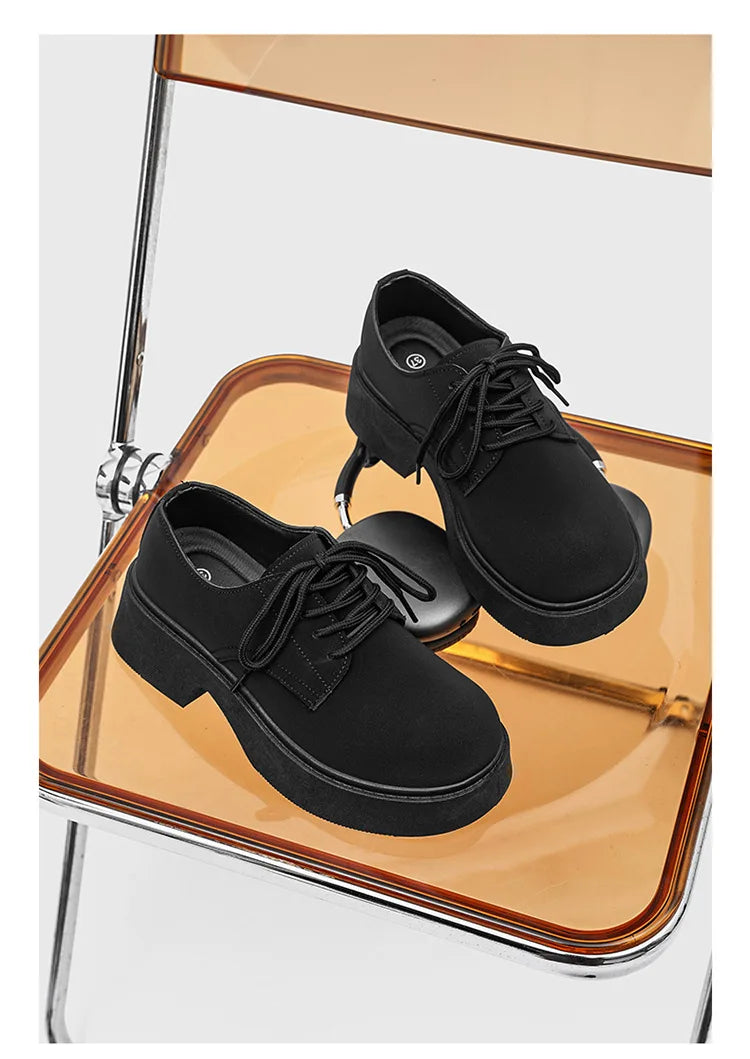 Classic British-Style Round-Toe Leather Shoes Non-Slip Comfortable Casual Dress Shoes Solid-Color Footwear for Youth Streetwear