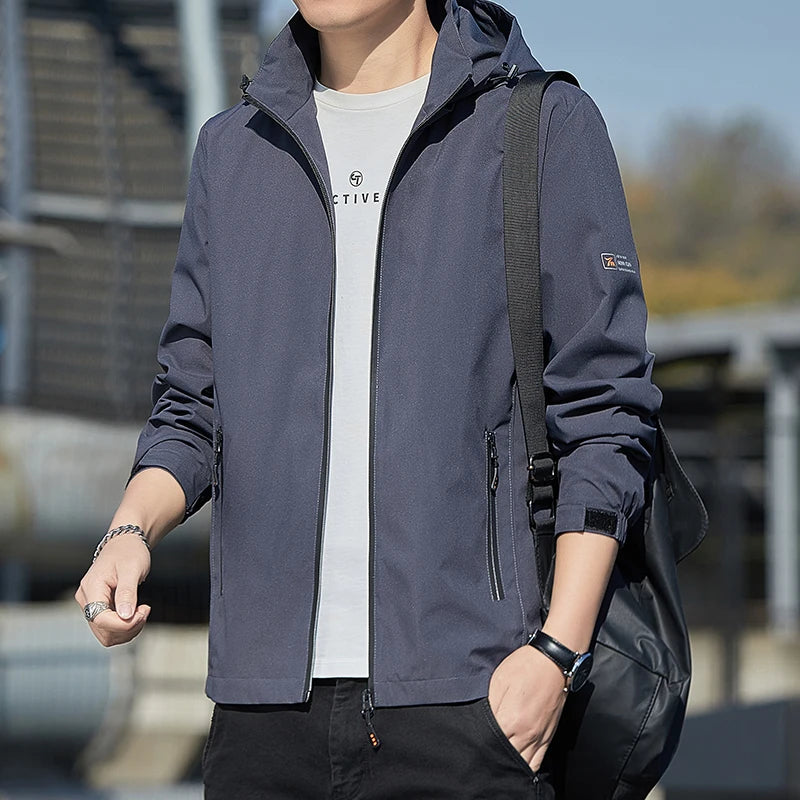 Men's jacket 2025 new jacket Spring and Autumn American slim fit trendy brand heavyweight hooded workwear casual assault jacket