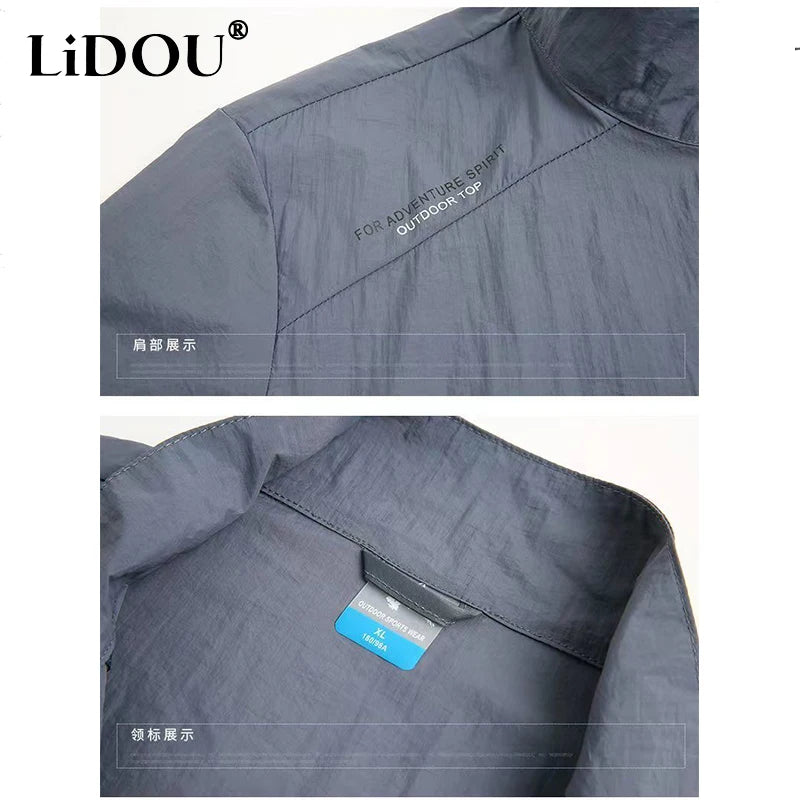 New Fashion Quick Drying Breathable Jacket for Man Loose Casual Stand Collar Coats Pocket Solid Outwears Sports Men's Clothing