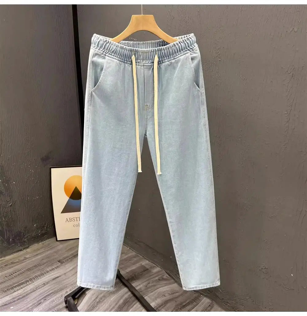 Men's Casual Loose Straight Leg Jeans Thin Wear Resistant Spring Autumn Vintage Workwear Trousers Comfortable Denim Pants