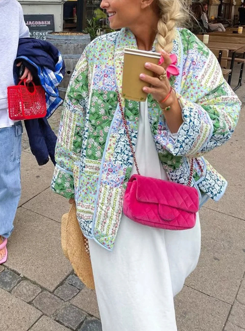 Women Cotton Jackets 2025 Autumn Winter Female Floral Printed Quilted Coats Thicken Warm Cardigan Lady Elegant Chic Outerwear