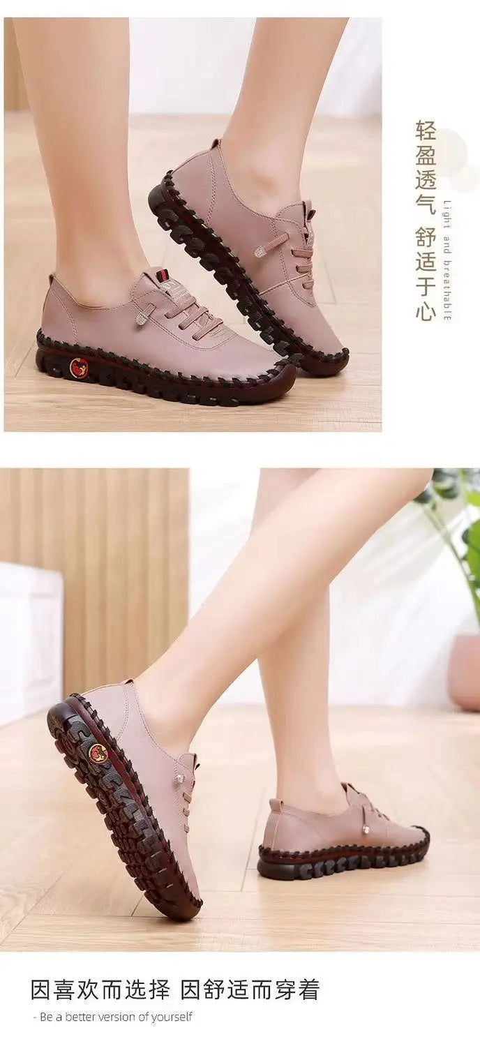 Spring Shockproof Orthopedic Shoes For Women Autumn Lace Up Flats Women's Loafers Ladies Comfort Moccasins Female Driver Shoes