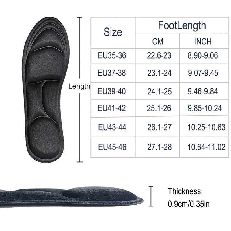 1/2/4/16Pairs 5D Massage Memory Foam Insoles For Shoes Sole Breathable Cushion Sport Running Insoles For Feet Orthopedic Insoles