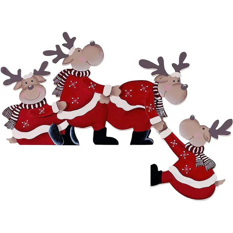 Christmas 2026 Door Frame Decor Wooden Cartoon Santa Elk Angel Door Corner Ornament Merry Christmas Decor Home Happy New Year
