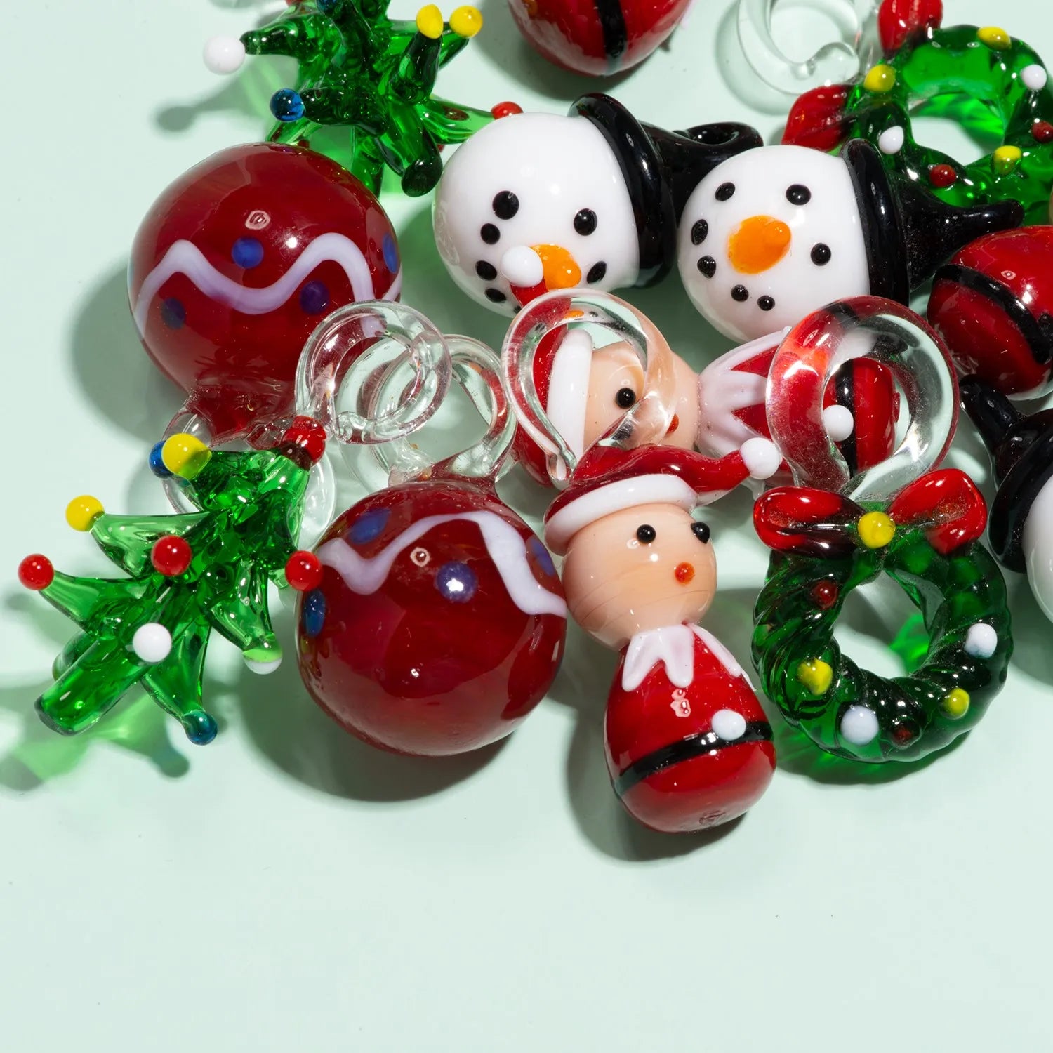 2Pc Christmas Glass Decor Set - Cheerful Santa & Snowman DIY Ornaments for Festive Trees