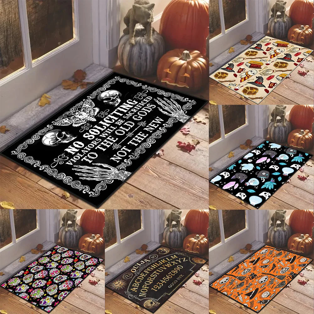 Halloween Day of The Dead Decorative Rug, Durable Home Decor Festive Atmosphere Entrance Door Mat Kitchen Mat