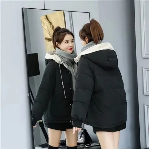 Women Winter Jacket 2025 New Warm Thicken Cotton Coat Korean Plus Size Loose Bread Jacket Women Hooded Basic Coat Winter Outwear