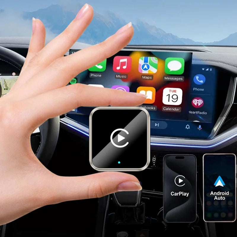 Plug-in Carplay Android Auto 2-in-1 Box Wireless CarPlay Smart Car Adapter Stable Connection for Most Vehicles+Play Blueto