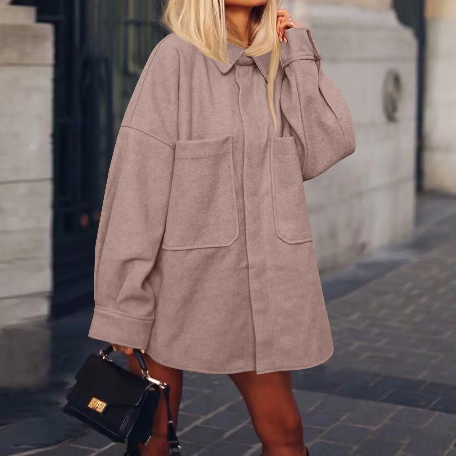 Women Casual Comfort Jackets Cozy Soft Fabric Casual Lapel Collar Winter Outerwear Female Daily Vintage Wearing With Pocket