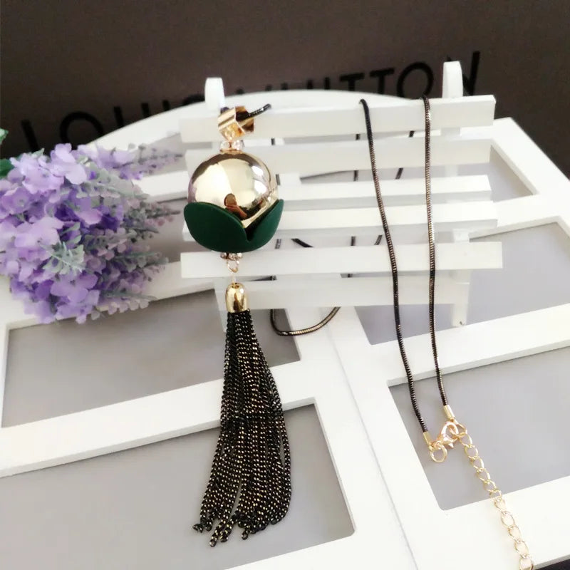 Women's Necklace Bohemian Geometric Round Vintage Tassel Long Sweater Chain Necklaces Fashion Women Jewelry Accessories