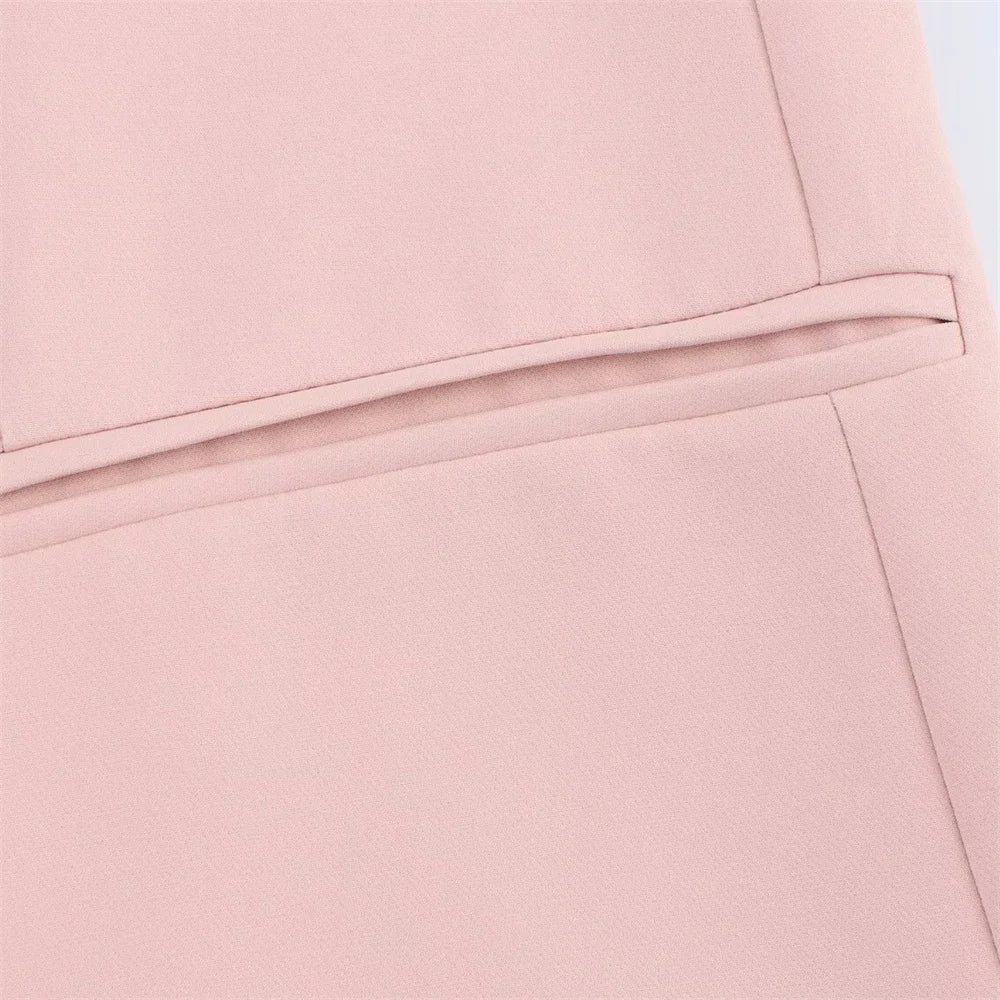 women's summer new fashion casual lapel single breasted decoration suit jacket high waisted lace up suit pants