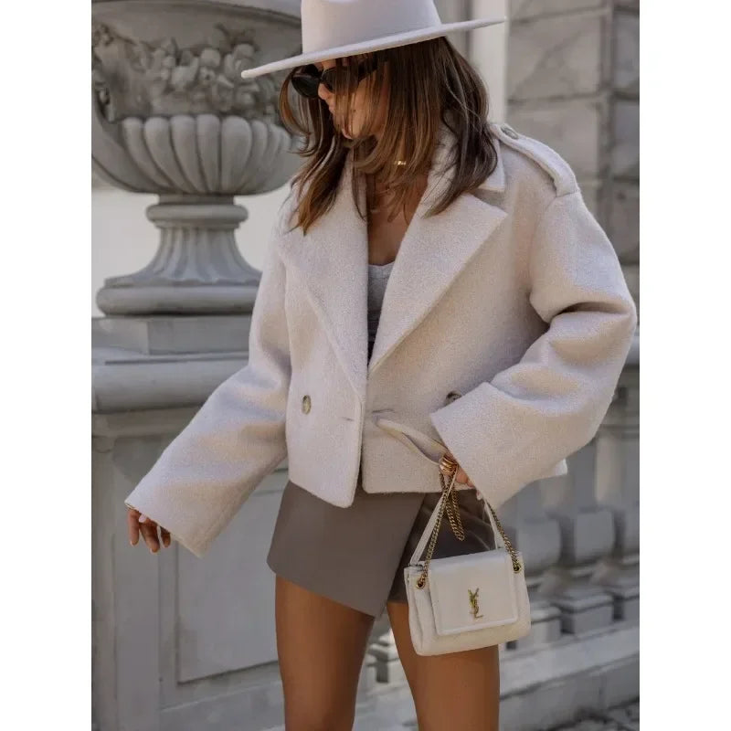 Women's Autumn and Winter New Fashionable British Women's Suit Jacket Ladies Elegant Solid Color Woolen Women's Small Jacket