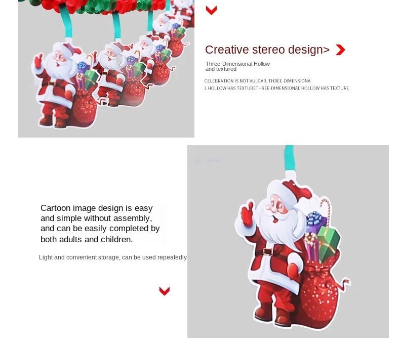 Christmas Party Decoration Santa Claus Banner Festive Decor Christmas Tree Pendants Drop Ornaments Ceiling Layout Craft Supplies