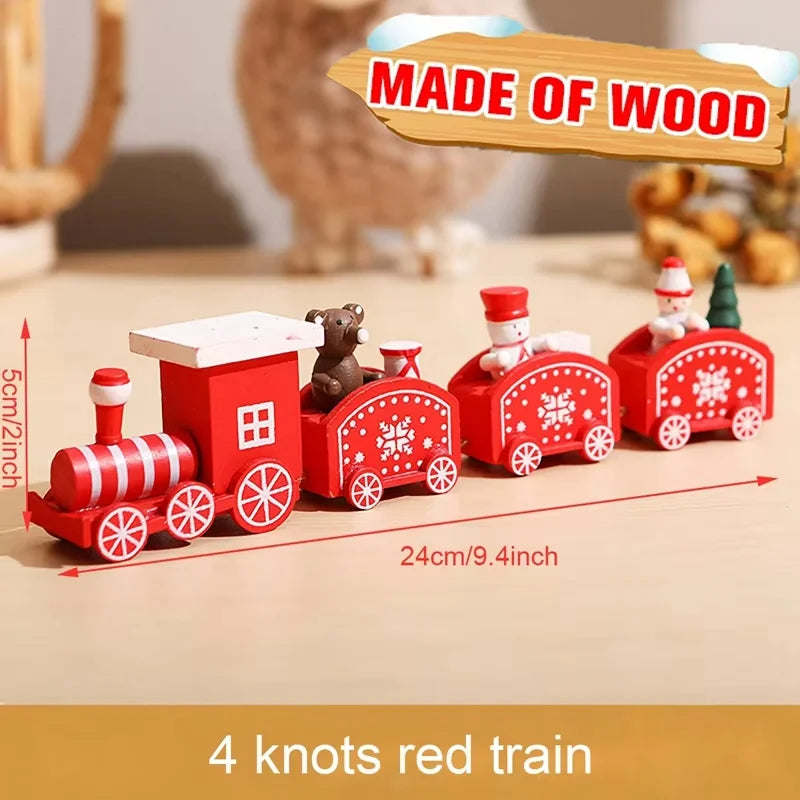 Christmas Decorations 2025 Christmas Wooden Train Xmas Tree Ornament Navidad Noel Home Decor New Year's Eve Decorations Kid Gift