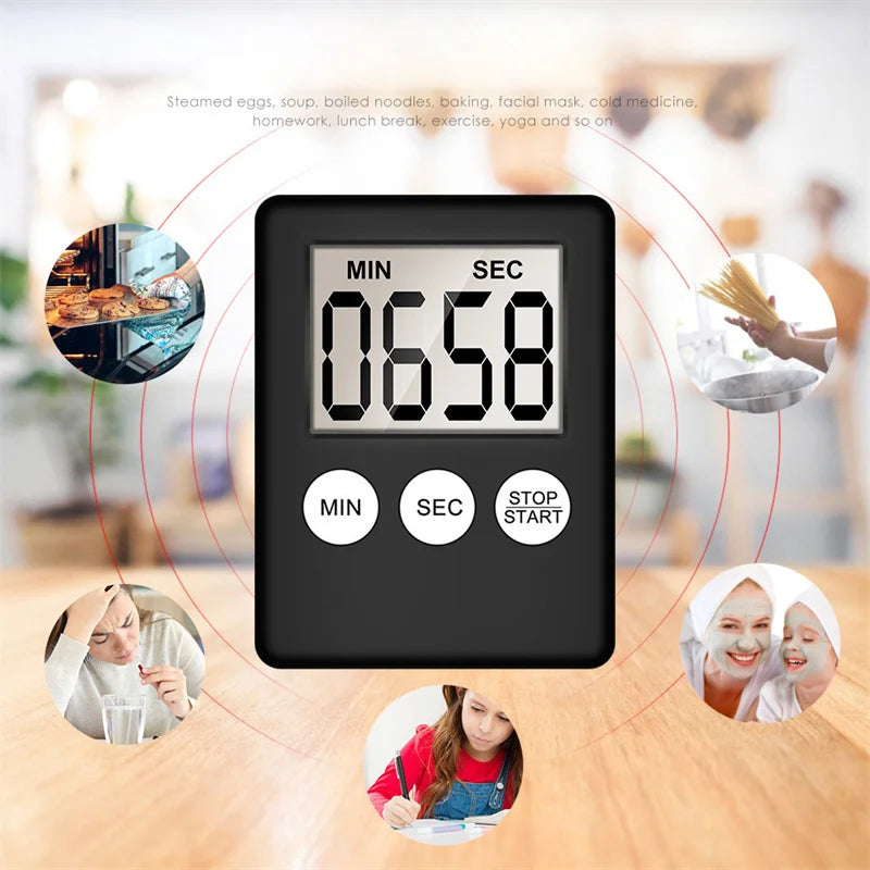 Digital Electronic Kitchen Timer Multi-Function Electronic Timer Stopwatch LCD Display Mini for Sports Exercise Baking Cooking