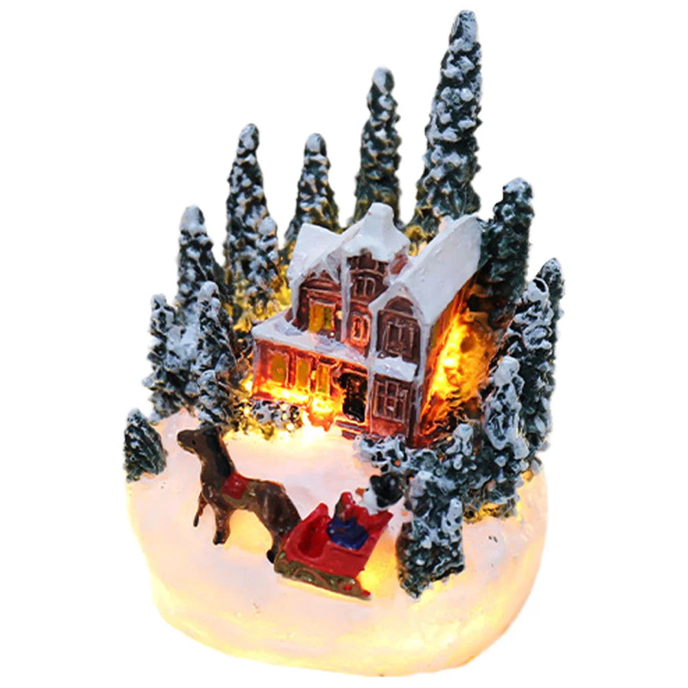 Dinning Table Decor Lighted House Christmas Party Centerpiece Miniature Village Figurine Xmas Decorative