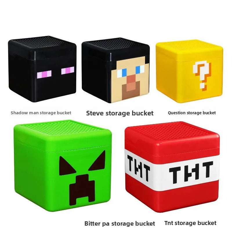 Kid Gifts TNT Storage Box Magnetic Building Block Desktop Toys Snack Block Storage Bucket Plastic Organizer Dust-proof Container