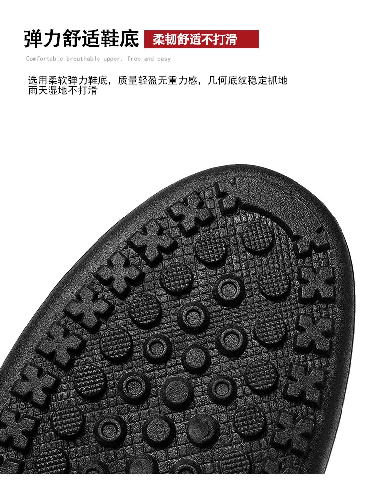 2025 Fashionable Men's Shoes Men Vulcanized Sneakers Leather Casual Shoes Slip-On Walking Travel Shoes Flat Bottomed Work Shoes