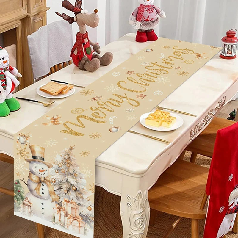 Christmas Table Runner Merry Christmas Decoration for Home Xmas Party Decor 2025 Navidad Notal Noel Ornament Happy New Year 2026