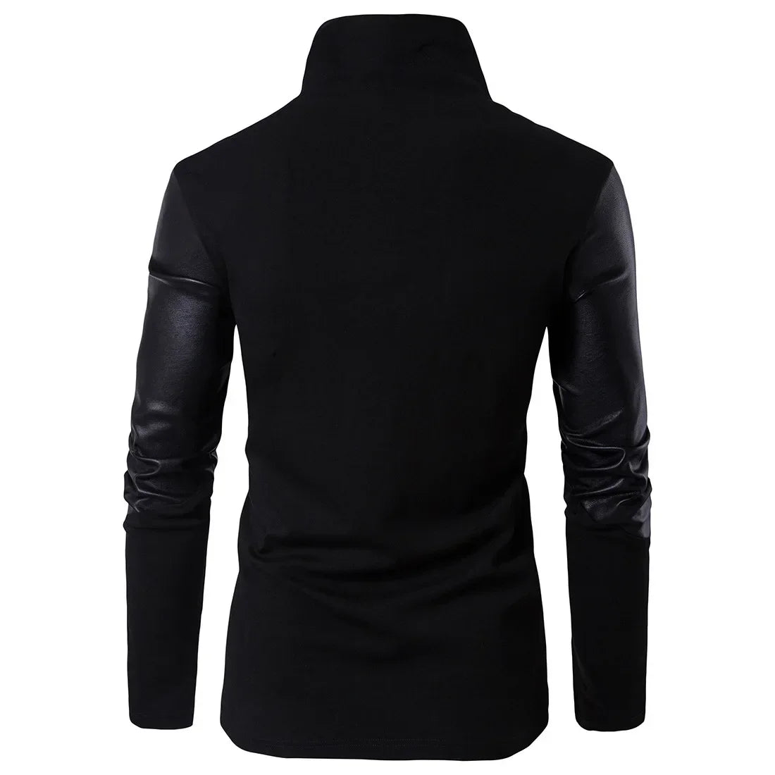Fashion Jackets for Men Spring New Stand Up Neck Slim Fit Knitted Shirt Panel Leather Knitted Shirt for Men