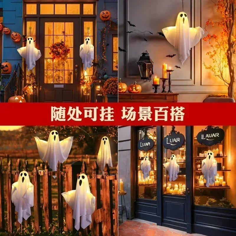Halloween Party LED Glow Ghost Home Indoor Outdoor Decoration Supplies 2025 Haunted House Bar Hanging Horror Props with Lights