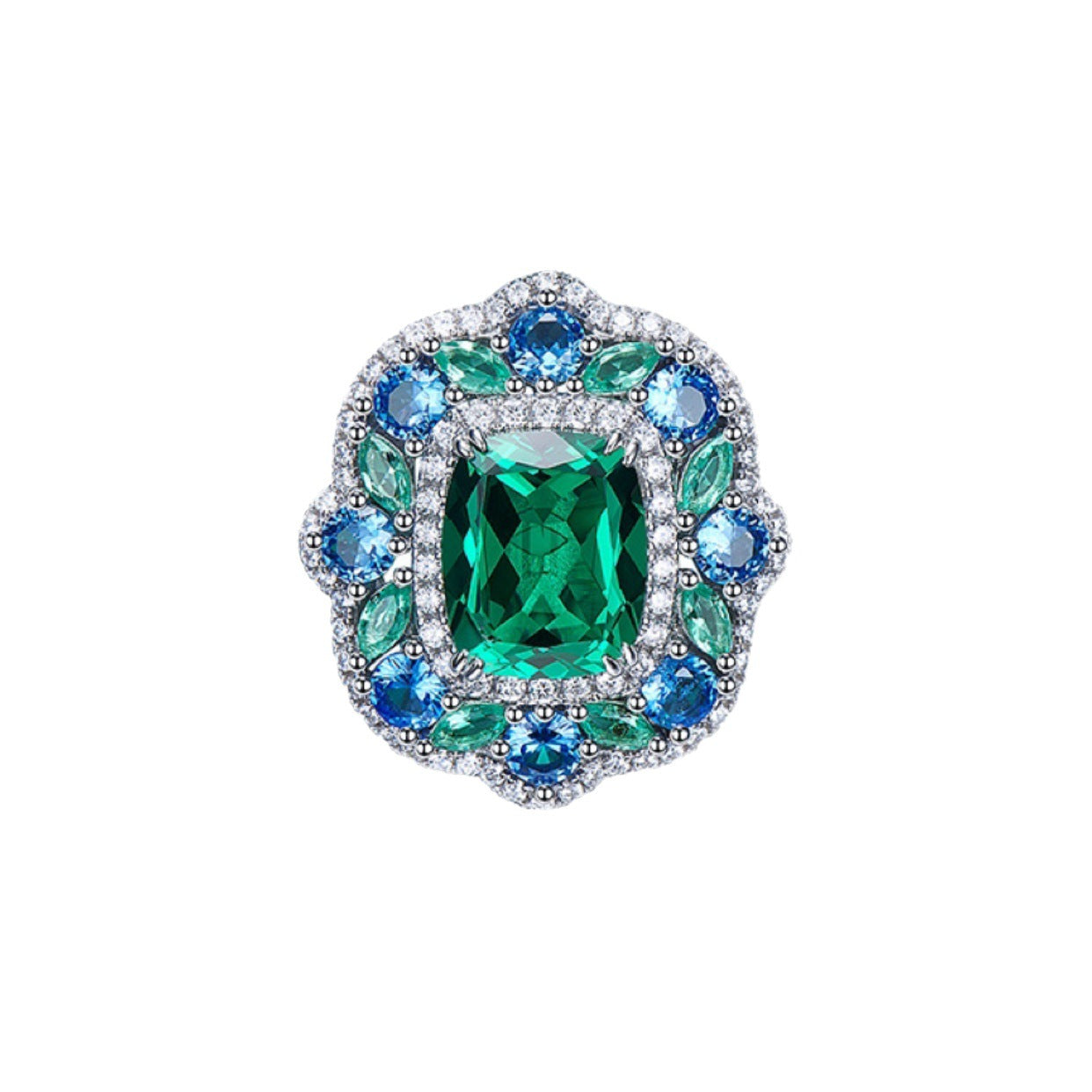 Luxury Lab Emerald Jewelry Sets S925 Silver Elegant Pendant Necklace Ring Earring for Women Gorgeous Wedding Party Fine Jewelry