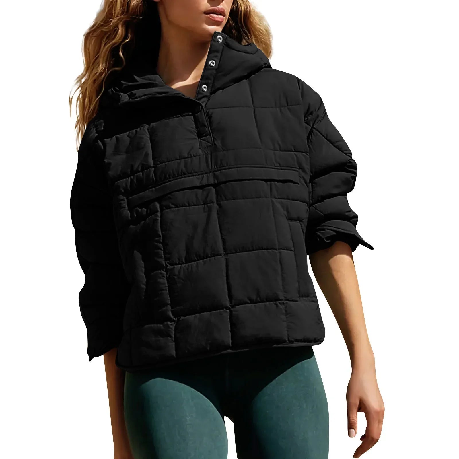 Quilted Jackets for Women Lightweight Long Sleeve Button Down Jacket Warm Winter Coat Outerwear with Pockets Ropas De Mujeres