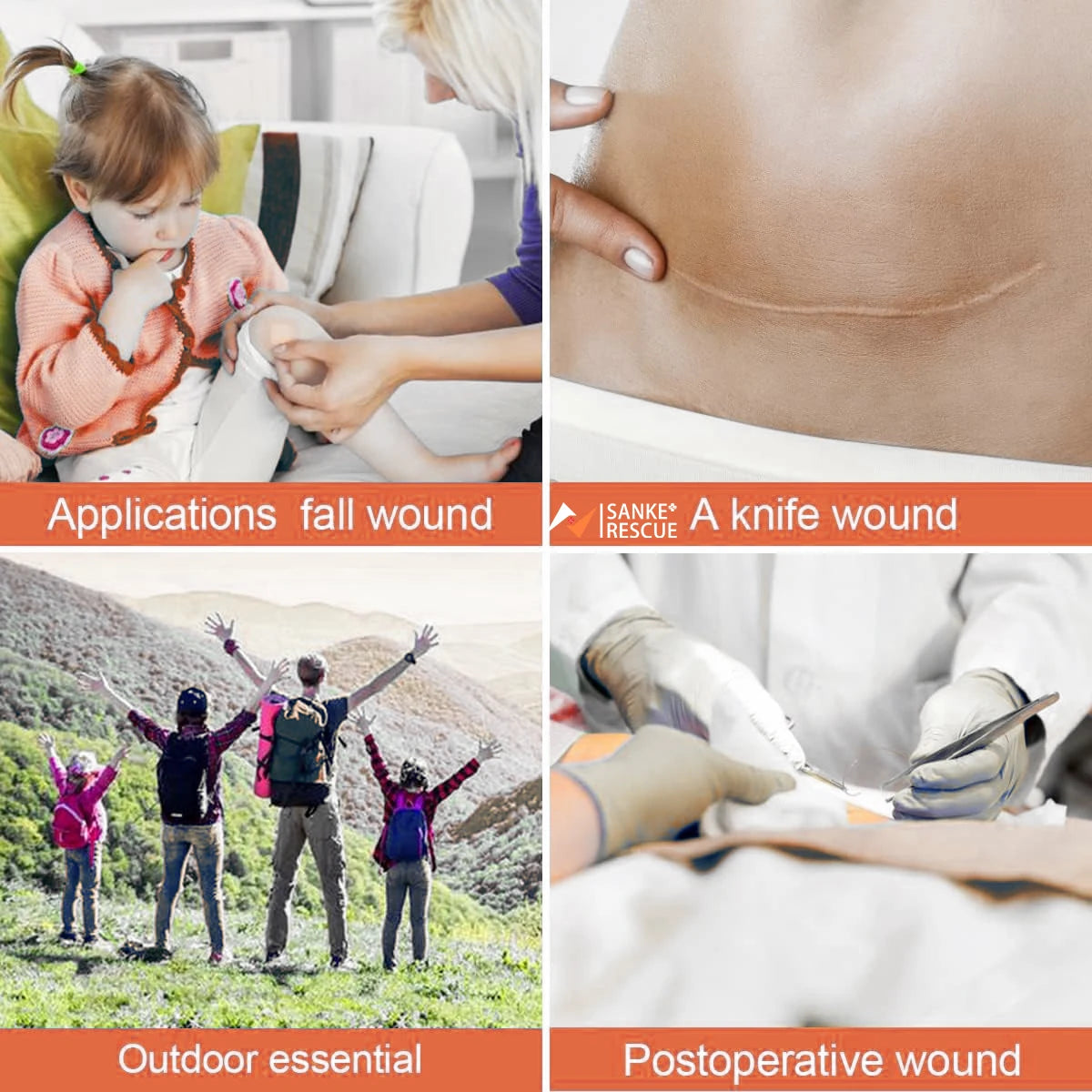 2-4PCS Zipper Painless Wound Closure Device Suture-free Wound Dressing Closure Strips Kit Emergency Laceration Closures for Ifak