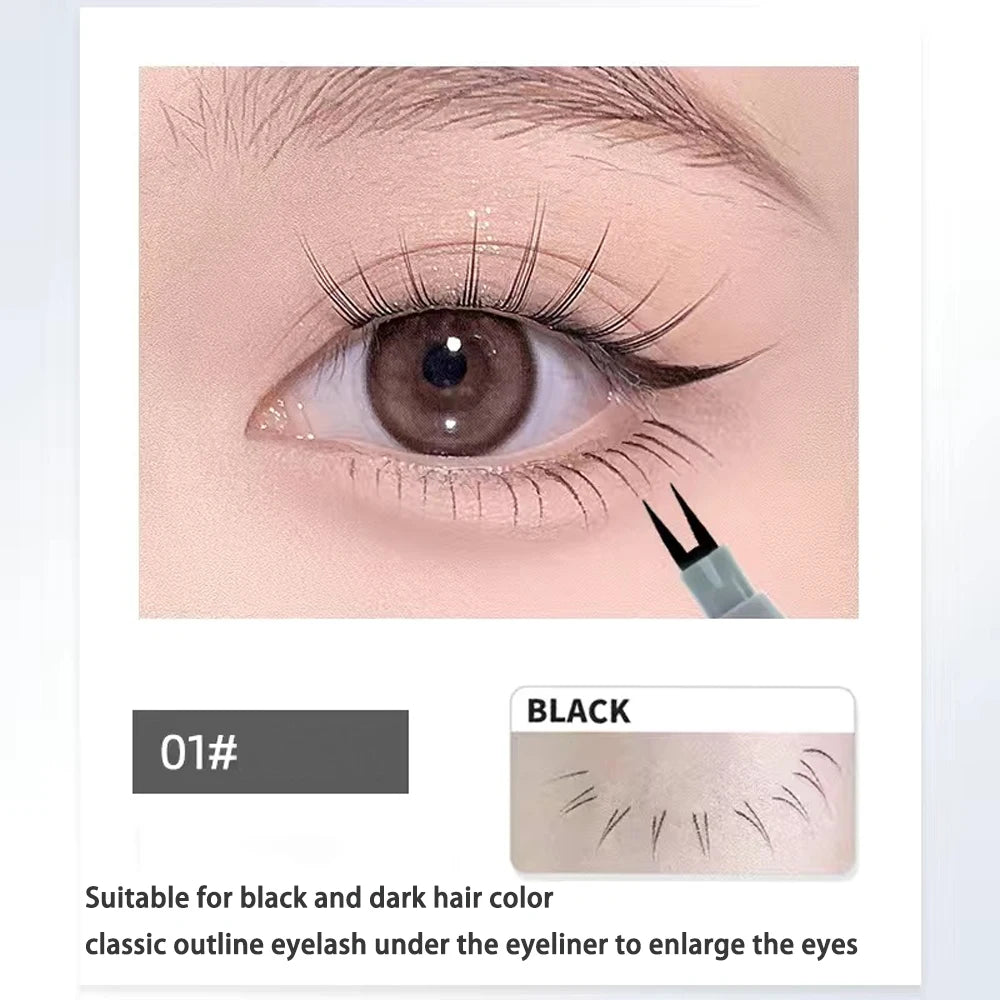 Double-claw eyeliner extremely thin two-claw lower eyelashes eyeliner liquid pen is waterproof, non-smudge and sweat-proof