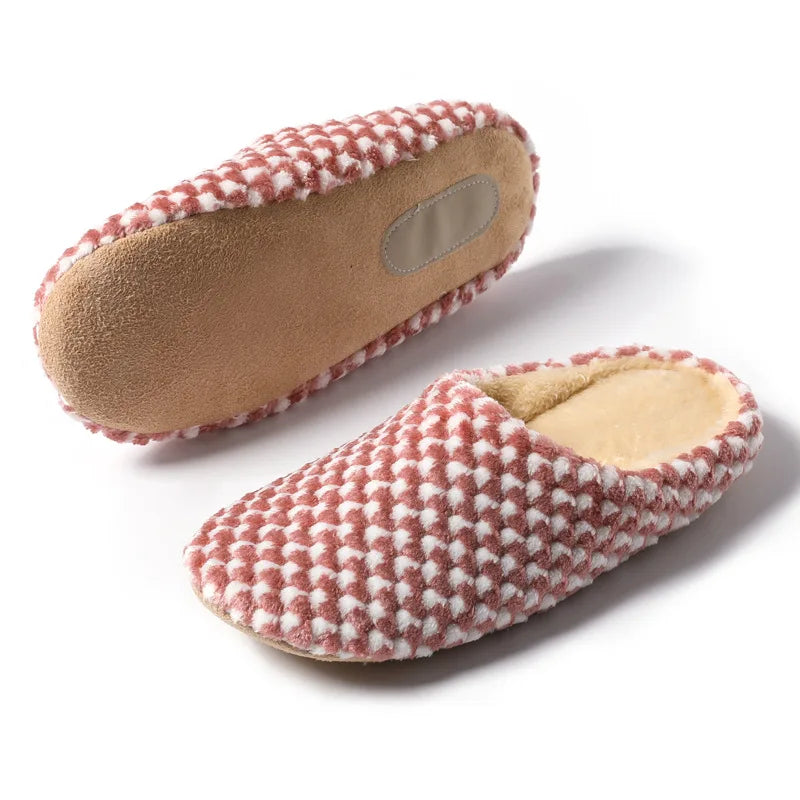 Women Men Winter Warm Slippers Home Bedroom Silent Casual Non Slip Shoes Couples Indoor Soft Sole Cotton Plush Slides