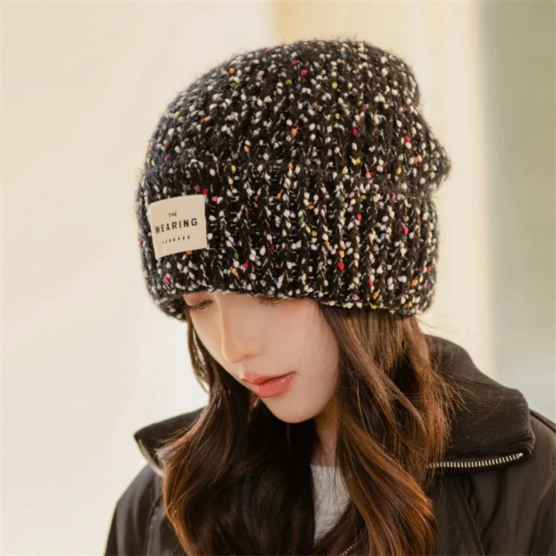Winter Hats For Women Beanie Baggy Cap Knitted Ear Protection Keep Warm Windproof Casual Cold Proof Bonnet Winter Cap Candy
