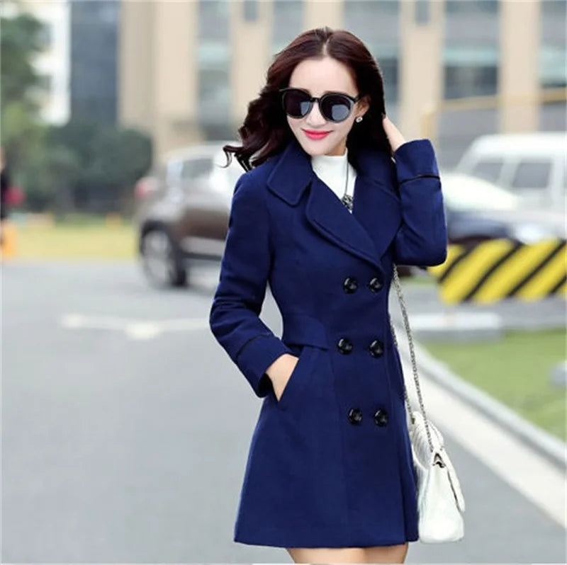 Woman Autumn Winter Jacket Wool Coats For Women Overcoat Double-breasted Woolen Jackets For Women Outerwear